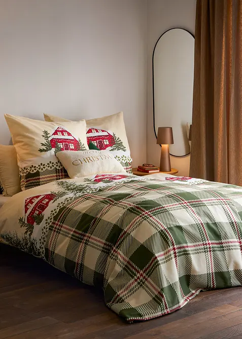 S&auml;ngkl&auml;der med hus och rutor, bonprix