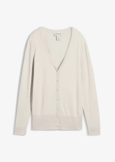 Finstickad cardigan med knappsl&aring;, bonprix