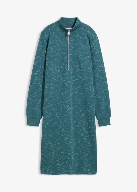 Trikåklänning med krage och dragkedja, bonprix