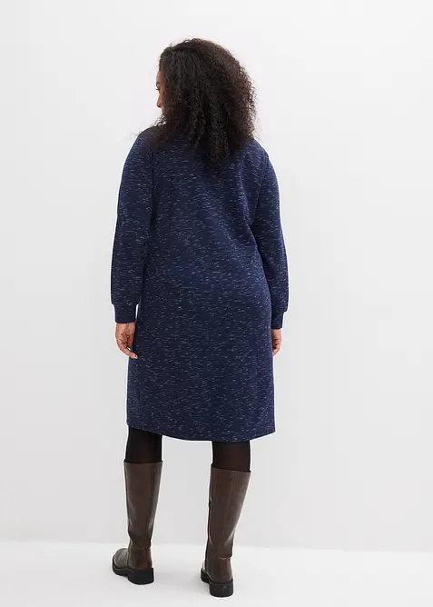 Trikåklänning med krage och dragkedja, bonprix