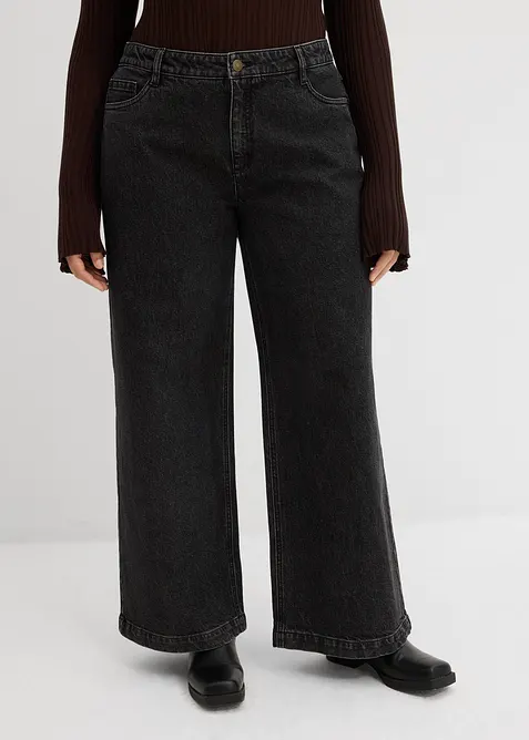 Wide Leg Jeans Mid Waist, Full Length, bonprix