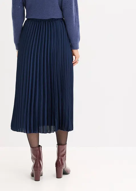 Plisserad kjol i fin satin, bonprix