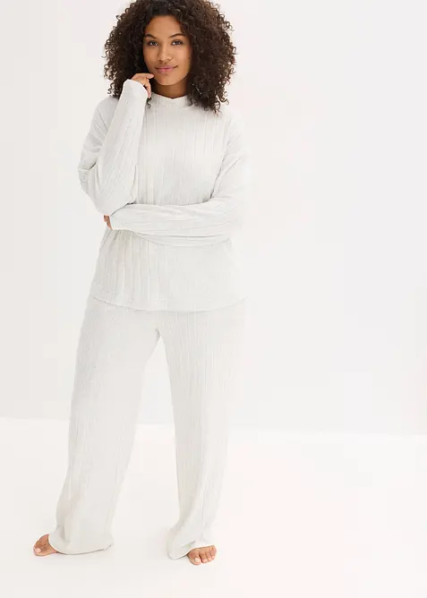 Ribbstickad byxa och topp i oversizemodell, bonprix