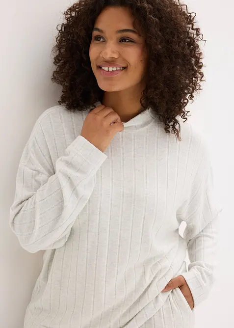 Ribbstickad byxa och topp i oversizemodell, bonprix