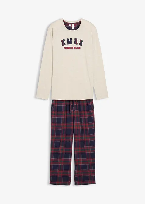Pyjamas med flanellbyxa av mjuk bomull och presentpåse, bonprix