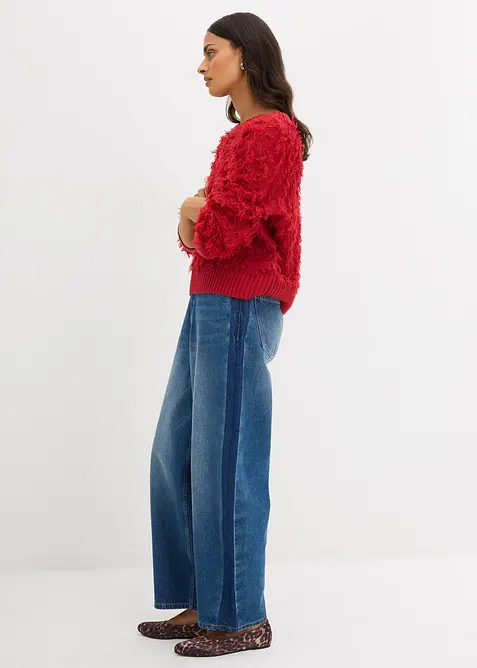 Grovstickad tr&ouml;ja med fransar, bonprix