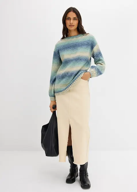 Grovstickad tröja av mjuk yllemix, bonprix