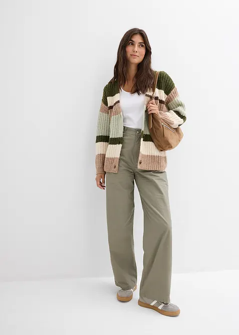 Grovstickad cardigan med olika färgnyanser, bonprix