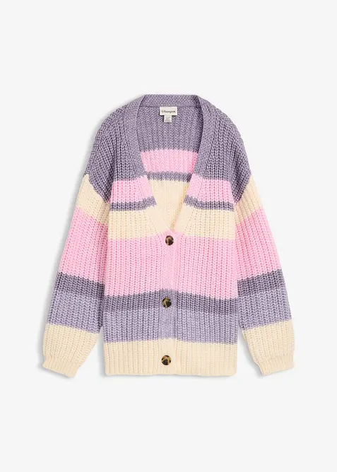 Grovstickad cardigan med olika färgnyanser, bonprix
