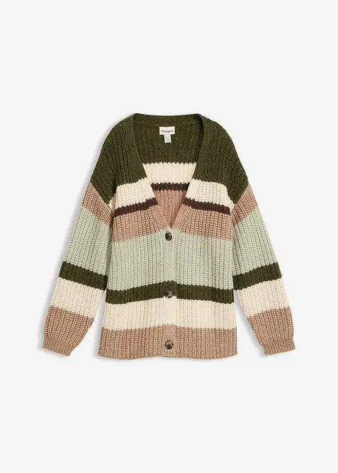 Grovstickad cardigan med olika färgnyanser, bonprix