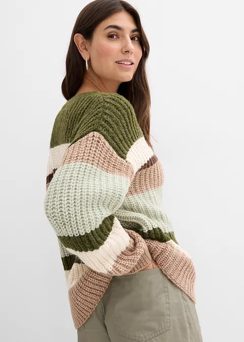 Grovstickad cardigan med olika färgnyanser, bonprix
