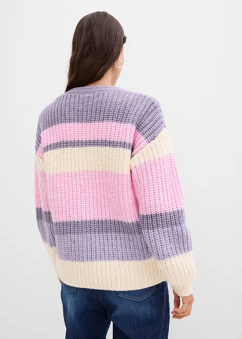 Grovstickad cardigan med olika färgnyanser, bonprix