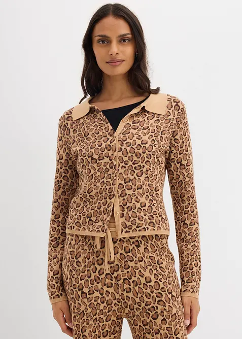 Finstickad cardigan i kort modell, bonprix