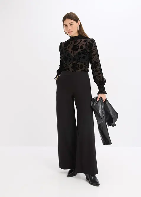 Långärmad topp i lätt transparent material, bonprix