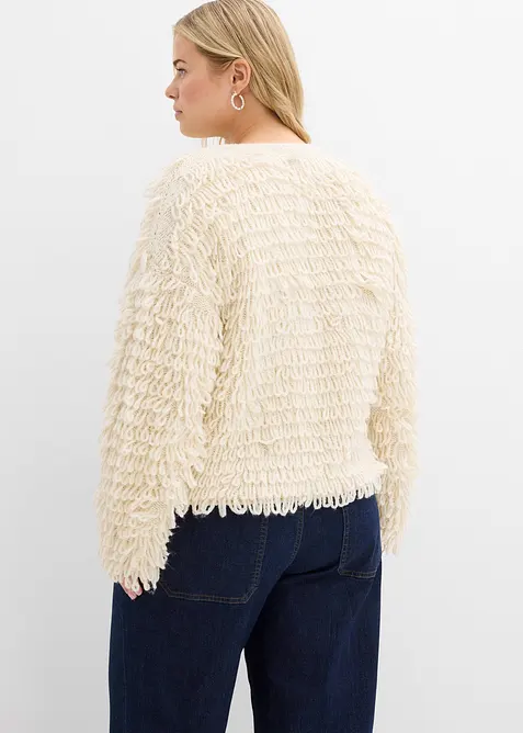 Cardigan i lurvigt material, bonprix