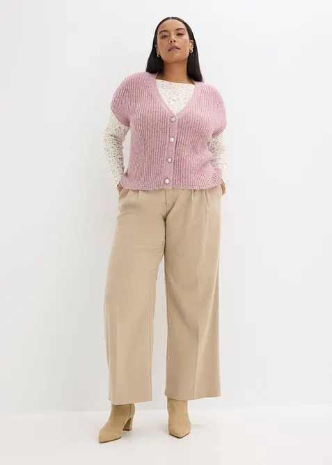 Stickad väst med dekorativa knappar, bonprix