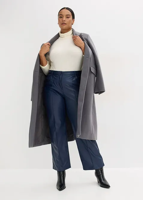 Byxa i skinnimitation med stråveck, raka ben, bonprix