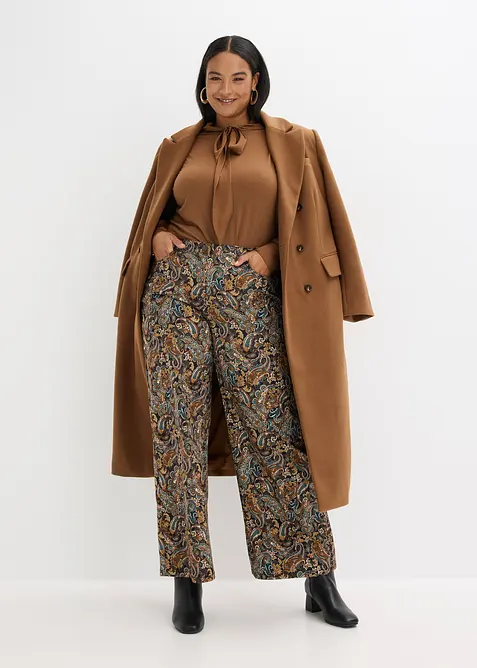 Stretchig twillbyxa med vida ben, bonprix