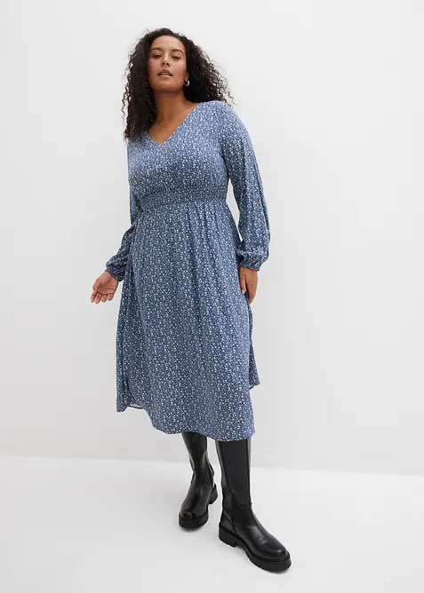 Mellanlång klänning i följsam viskos, bonprix