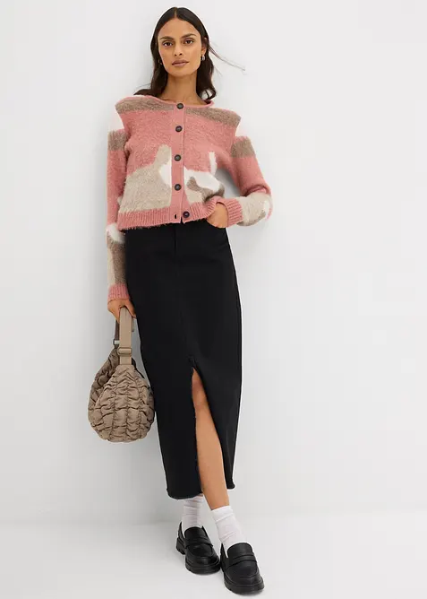 Mönstrad cardigan med knappar, bonprix