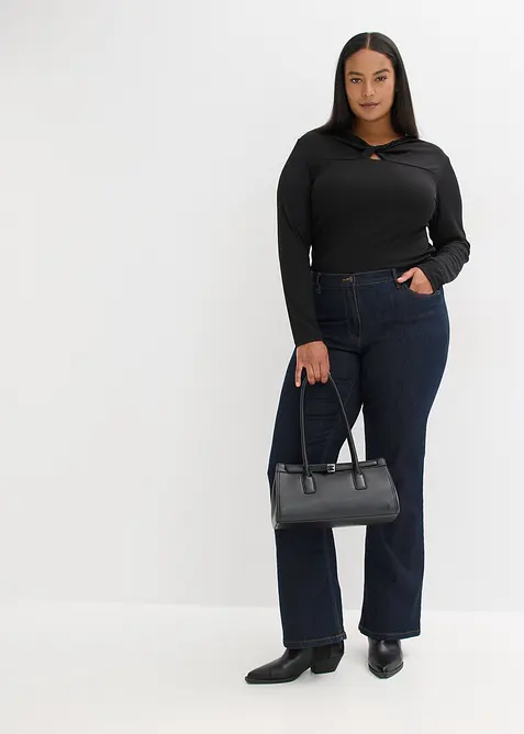 Ribbstickad topp, bonprix