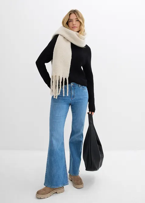 Ribbstickad tröja av ekologisk bomull, bonprix