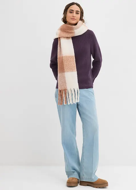 Ribbstickad tröja av ekologisk bomull, bonprix