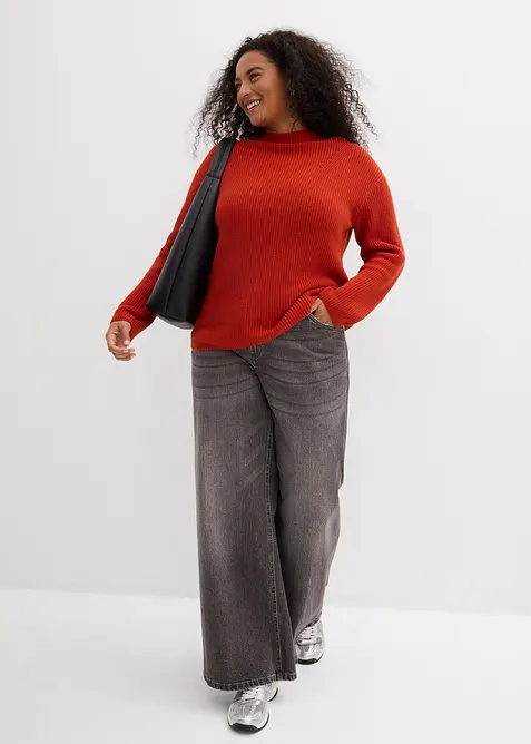 Ribbstickad tröja av ekologisk bomull, bonprix