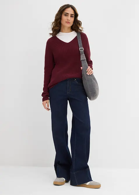 Ribbstickad tr&ouml;ja i ekologisk bomull, bonprix