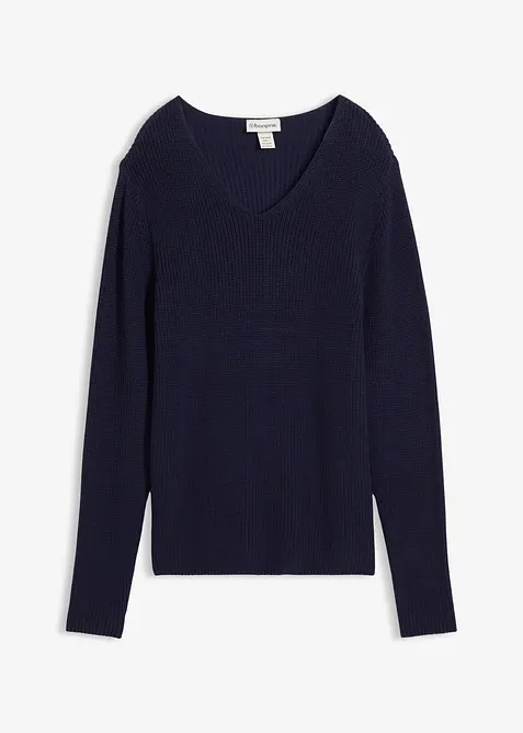 Ribbstickad tröja i ekologisk bomull, bonprix