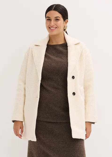 Kort boucl&eacute;kappa i oversizemodell, bonprix