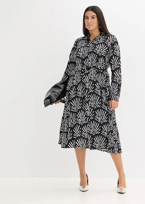 Mellanlång klänning i följsam viskos, bonprix