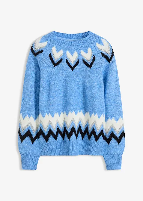 Mönsterstickad tröja med glittrande ränder, bonprix