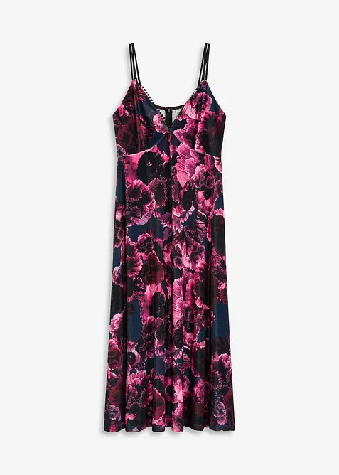 Mellanlång klänning i glansig sammet, bonprix