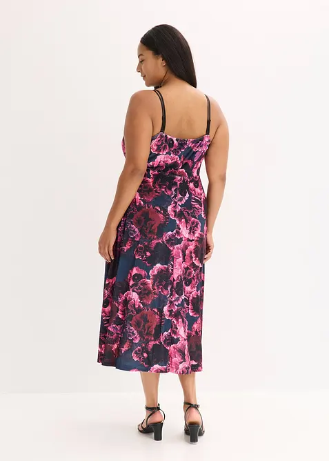 Mellanlång klänning i glansig sammet, bonprix