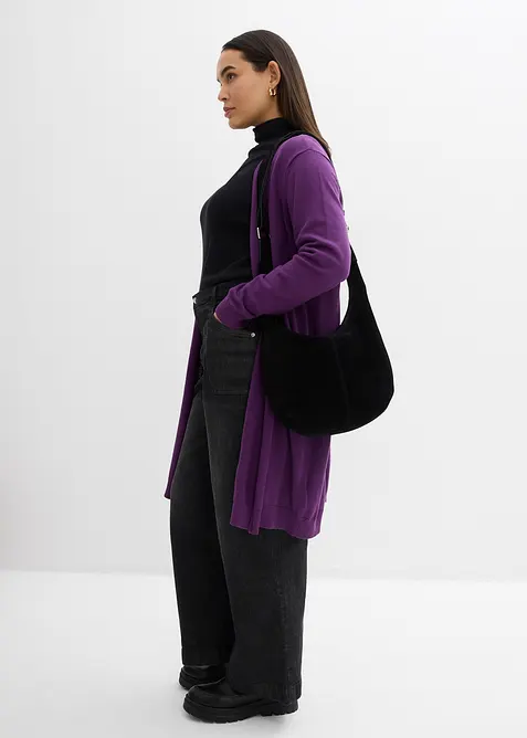 Lång cardigan med rullade kanter, bonprix