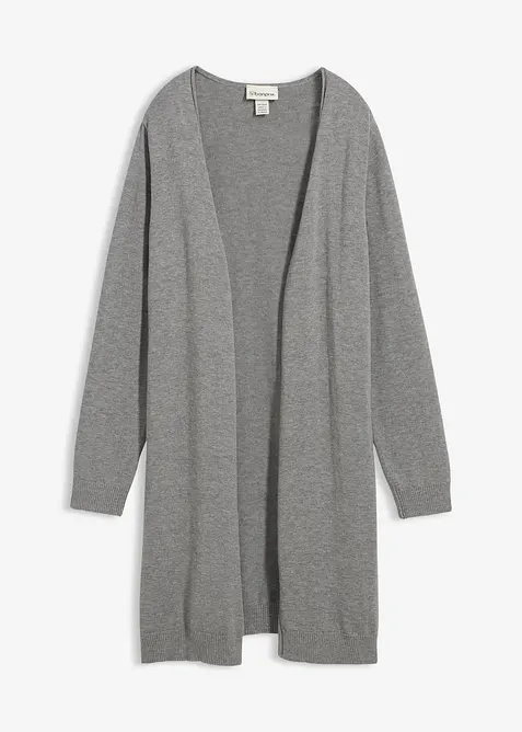 Lång cardigan med rullade kanter, bonprix