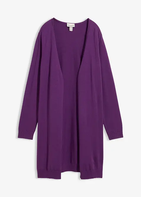 Lång cardigan med rullade kanter, bonprix