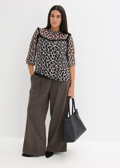 Topp i mjuk mesh med spets, bonprix