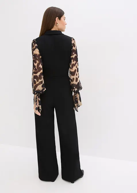 Jerseyjumpsuit med meshärmar, bonprix