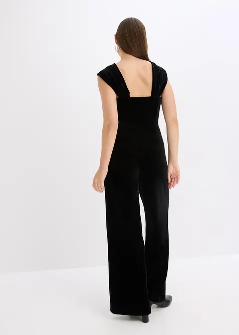 Jerseyjumpsuit i böljande sammet, bonprix
