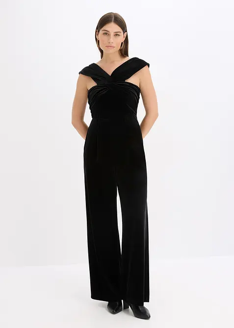 Jerseyjumpsuit i böljande sammet, bonprix