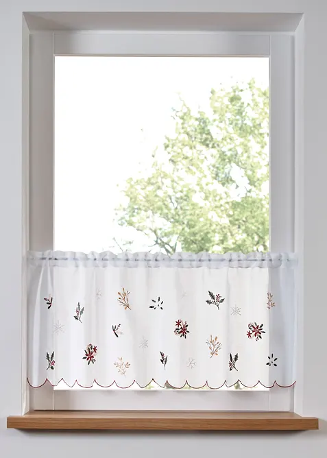 Cafégardin med vintrigt broderi, bonprix