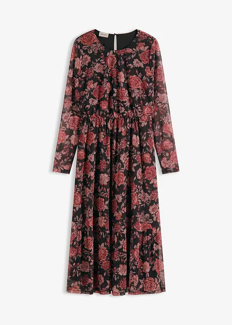 Midiklänning av mjuk mesh, bonprix