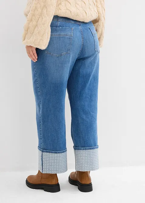 Straight Jeans High Waist, med Turn-Ups, bonprix