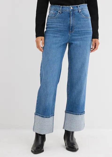 Straight Jeans High Waist, med Turn-Ups, bonprix