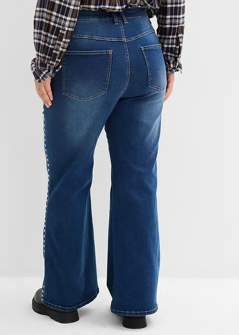 Flared jeans med hög midja och nitar, bonprix