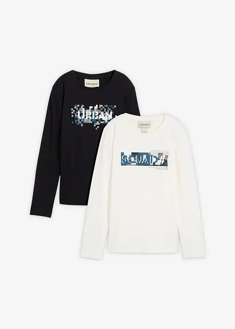 Långärmad T-shirt i ren ekologisk bomull (2-pack), bonprix