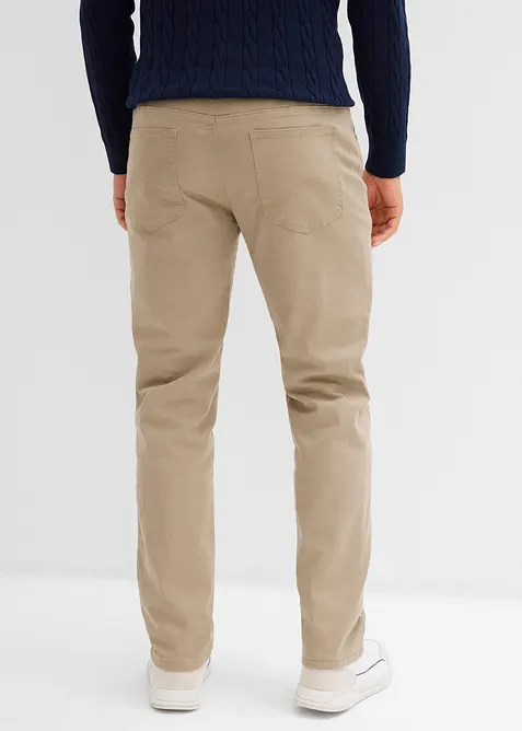 Stretchig byxa med värmande flanellfoder, normal passform, raka ben, bonprix