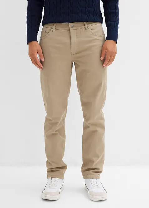 Stretchig byxa med värmande flanellfoder, normal passform, raka ben, bonprix